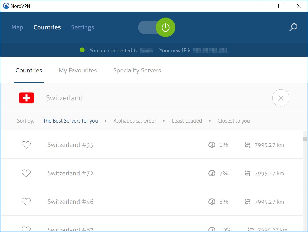 NordVPN serwery w Szwajcarii